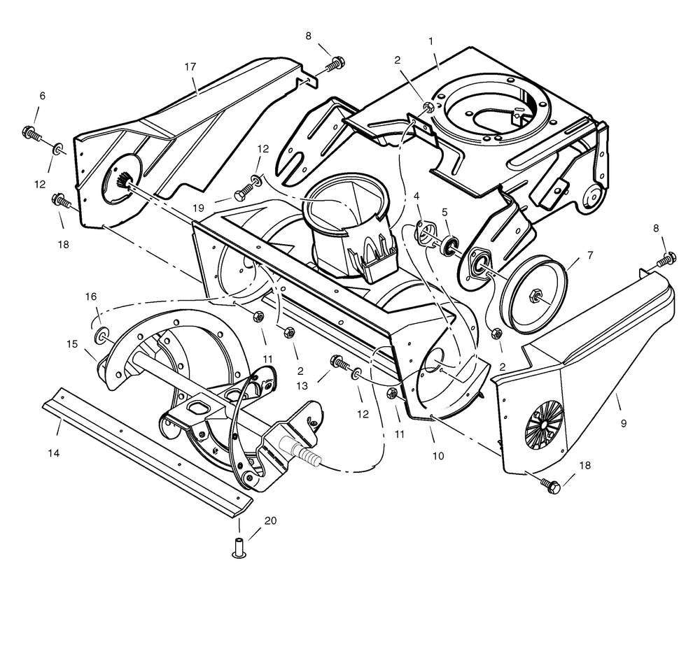 Auger Components Diagram and Parts List for 1695517-18-2818-29 2008 Briggs and Stratton Snow Blower